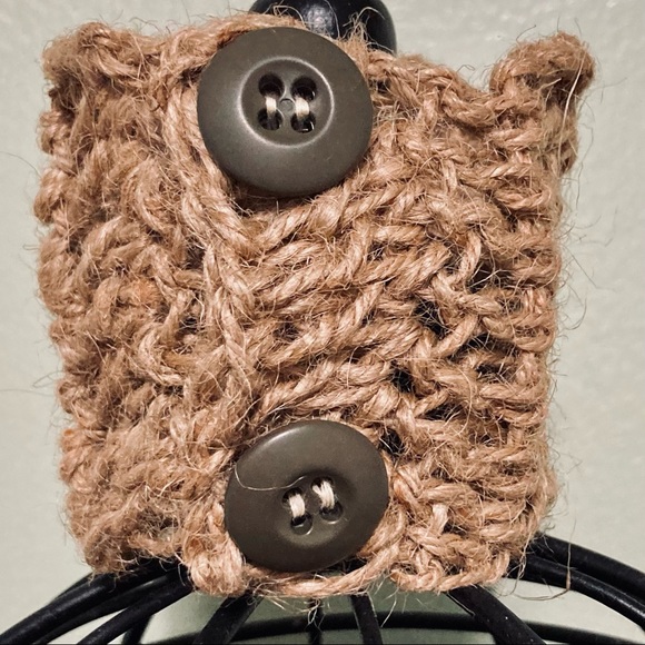 Boho Bohemian Chic Gypsy Wide Jute Natural Bracelet Button Closure- 8" x 2" - Picture 10 of 11